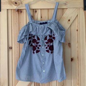 Francesca’s | Blue & White Striped Top | M